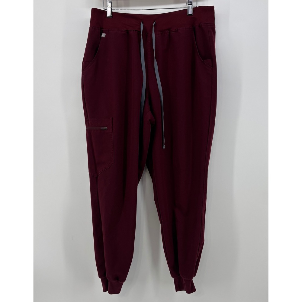 FIGS Zamora Jogger Scrub Pants Women's L/P Burgundy Technical Collection